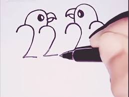 Birds Drawing Easy Love Numbers Easy Drawing Love Birds With Numbers 2222 Easy Drawings Art Drawings For Kids Art Drawings
