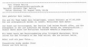 Danksagung nach der hochzeit schön gestalten: Restaurant Parkcafe Im Bluhenden Barock Ludwigsburg