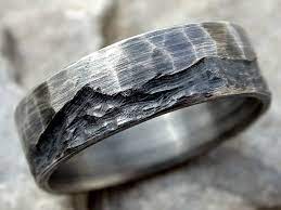 Rustic Wave Ring Silver Boho Wedding Ring Mens Wedding Band Silver Outdoors Wedding Ring For Him Cool Mens Ring Silver Ring Hammered In 2021 Boho Wedding Ring Cool Rings For Men