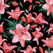We're based in greater vancouver, canada but ship to the usa and worldwide. Pink Flowers Lily Seamless Floral Pattern On Black Background Spring Illustration Lizenzfrei Nutzbare Vektorgrafiken Clip Arts Illustrationen Image 148403708