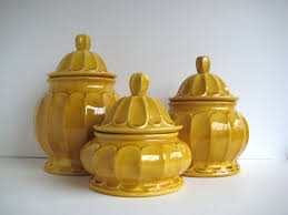 Mustard Canister Set Vintage Canister Set Ceramic Canisters Etsy Ceramic Kitchen Canisters Ceramic Kitchen Canister Sets Vintage Canisters