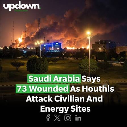 IGR: Houthi Attacks on Saudi Arabia Leave at least 73 Injured At least 73  people were injured in Houthi attacks targeting Saudi Arabia, according to  the Saudi-led coalition in Yemen. The Houthis
