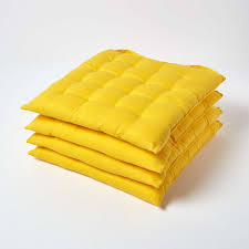 Round seat cushions 13 x 13 inch chair pads with ties set of 4 for dining kitchen chairs high stool bistro bar seat, yellow stripe 4.3 out of 5 stars 171 $30.99 $ 30. Yellow Plain Seat Pad With Button Straps 100 Cotton 40 X 40 Cm