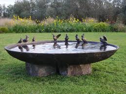 Bird In Bird Bath Birdbath Could Be Made With A Large Heavy Bowl Found At Homegoods And Two Large Stones From The Bac Water Features In The Garden Bird Bath Garden Bird Bath
