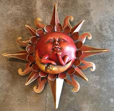 Large Sun Wall Sun Garden Sun Sun Wall Sculpture Decorative Sun Sun With Metal Rays By Mexdecor Art Clay Wall Sculptures Sculptures