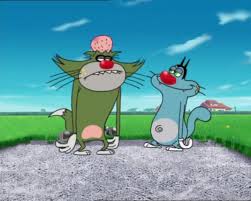 In sitcom and the laugh box, they fight each other. Oggy And The Cockroaches Wiki