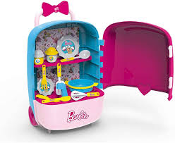 Jan 12, 2021 · finding the best toys for 9 year old girls isn't easy. Amazon Com Bildo 2140 Barbie Mega Case Trolley Kitchen Set 2 In 1 Multi Colour Toys Games