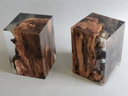 Embedded In Resin This Stunning Apple Wood Block Shows All The Fungi S Color Changes In This Fungi Stool By Alcarol Designfurni Fungi Resin Flowers Stool