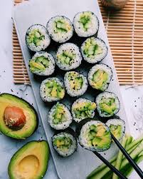 Vegan Sushi Rolls By Foodwithcarmen Recipe 1 Cup White Rice Or Sushi Rice Cooked 1 Avocado 4 Nori Sheets 2 Tablespo Aesthetic Food Food Goals Healty Food