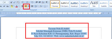 Contoh kali ini saya akan membuat surat resmi dari sebuah sekolah dasar, maka kop surat yang saya buat seperti ini. Cara Membuat Surat Di Microsoft Word Modul Komputer