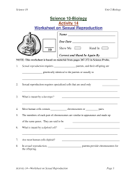 A series of free worksheets cover everything you need on genetics. Science 10 Biology Activity 14 Worksheet On Sexual Reproduction