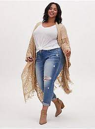 Beige Open Knit Fringe Ruana In 2021 Plus Size Fall Fashion Plus Size Winter Outfits Plus Size Fall Outfit