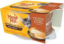 Amazon Com Meow Mix Simple Servings Wet Cat Food Chicken Turkey In Gravy 1 3 Ounce Cup Pack Of 24 Pet Supplies Wet Cat Food Cat Food Meows