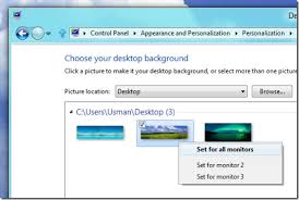 In mac, you choose for each monitor independently. Windows 8 Extended Wallpaper And Taskbar Across Dual Monitors