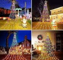 FUNIAO (New Christmas Lights, Outdoor Christmas Decorations, 320 LED  Waterfall String Lights, 8 Light Modes Chrsitmas Lights with 12" Star Tree  Topper ...