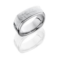 Cobalt Chrome 8mm Wide Hammered Square Wedding Band With Grooved Edges Square Wedding Rings Titanium Wedding Rings Cobalt Chrome
