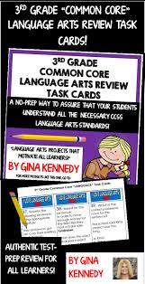 3rd Grade Language Arts Task Cards Review All Standards 60 Cards In All Language Arts Task Cards Common Core Language Task Cards