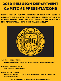 Capstone in Religion Presentations, December 2020 • Southwestern University