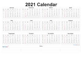 Blank calendar 2021 is available for the user in the form of three distinct versions. Free Printable 2021 Yearly Calendar 6 Templates Free Printable Calendars