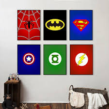 Collection by the superhero company. Super Hero Batman Kids Quotes Cartoon Canvas Painting Avenger Print Home Decor