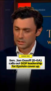 Senator Jon Ossoff (D-GA) calls out Republican leadership for their  response to the Epstein case.