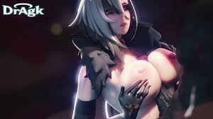 Arlecchino fucks a big hilichurl cock with her huge tits 3D Paizuri  Animation Genshin Impact