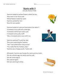 Reading Comprehension Worksheet Starts With Y Reading Comprehension Worksheets Reading Comprehension Comprehension Worksheets