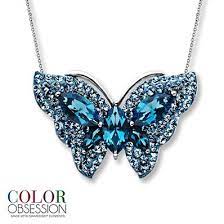 Blue Swarovski Elements Butterfly Necklace Sterling Silver Silver Necklace Set Butterfly Jewelry Insect Jewelry