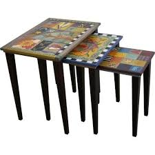 Nesting Table Set Live Life To The Fullest Nesting Tables Hand Crafted Furniture Hand Painted Furniture