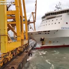 Ferry collides with crane, sparking fire in Barcelona