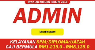Jawatan kosong kerajaan 2021 di kementerian kesihatan malaysia (kkm) | permohonan adalah dipelawa daripada warganegara malaysia yang berkel. Jawatan Kosong Admin 2018 Kelayakan Spm Diploma Ijazah