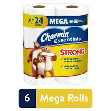 Contactless delivery and your first delivery . Charmin Essentials Strong Toilet Paper 6 Mega Rolls Walmart Com Walmart Com