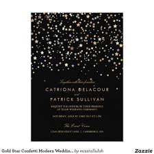 Gold Star Confetti Modern Wedding Invitation In 2019 Black