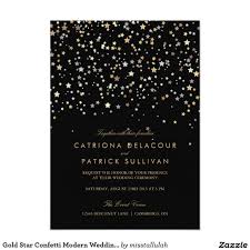 gold star confetti modern wedding invitation in 2019 black