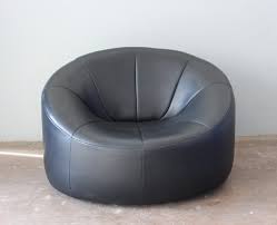 Vintage Black Leather Pumpkin Chair By Pierre Paulin For Ligne Roset For Sale At Pamono