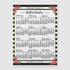 2020 Year Calendar Black Stripe Floral Name Magnet Zazzle Com Floral Stripe Black Stripes Stripe