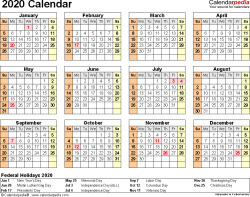 Yearly calendar showing months for the year 2020. 2020 Calendar Free Printable Excel Templates Calendarpedia