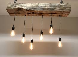 Reclaimed Barn Sleeper Beam Wood Light Fixture With Led Edison Pendant Lig Rustic Light Fixtures Farmhouse Chandelier Lighting Rustic Industrial Light Fixtures