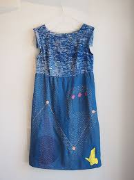 14ss 刺し子のワンピース blue