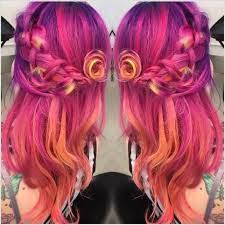 Image Result For Mix Pink And Orange And Yellow Unnatural Hair Color Cool Hair Color Sunset Hair