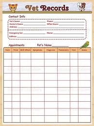 printable veterinary record pet printable medical record