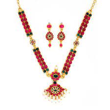 Grt Collections Antique And Ethnique Necklace Traditional South Indian Design Ruby Necklace Set With Uncut Diam Necklace Necklace Set Elegant Necklaces