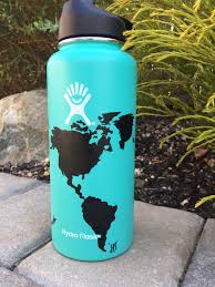 Light Blue World Map Hydro Flask Hydro Flask Water Bottle Flask Art Cute Water Bottles