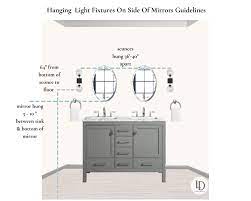 Najděte stock snímky na téma round mirror golden rim on wall v hd a miliony dalších stock fotografií, ilustrací a vektorů bez autorských poplatků ve sbírce shutterstock. Guide To Hanging Bathroom Vanity Lighting And Mirrors Liven Design