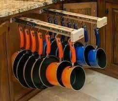Undercounter Pull Out Hanging Pots And Pan Rack Apartment Kitchen Organization Diy Kitchen Storage Diy Kitchen