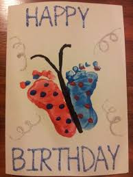 The same process can be used to make a stack of pop up birthday gifts! Child S Footprint Birthday Card Cards Handmade Card Making Birthday Birthday Cards