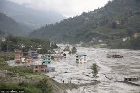 An overflowing of water onto land that is normally dry. Melamchi A Landslide Dam Break Flood In Nepal Last Week The Landslide Blog Agu Blogosphere