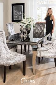 Maybe you would like to learn more about one of these? This Eye Catching Dining Set Is Sure To Impress With Its French Styling Black Glass Top Velvet Uphol Luxury Dining Room Dining Table Chairs Dining Room Table