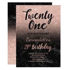 Faux Rose Gold Faux Glitter Black Marble 21st Birt Invitation Zazzle Com 21st Birthday Invitations Gold Glitter Invitation Glitter Invitations