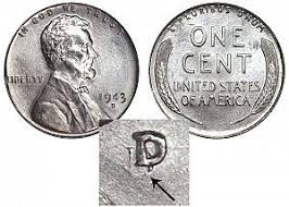 B 1943 D Lincoln Wheat Cent Penny Steel Cent Boldy